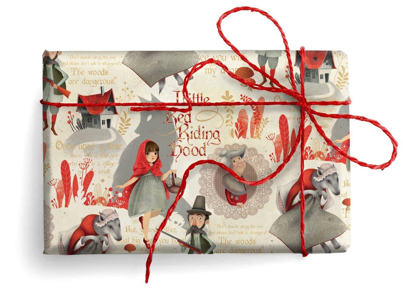 San Lorenzo Design - Florentine Wrapping Paper, Large Sheets 27.5 x 39 in.: Red Riding Hood