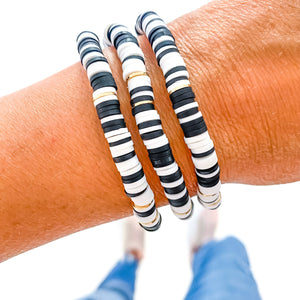 Savvy Bling - Black & White Heishi Bracelet