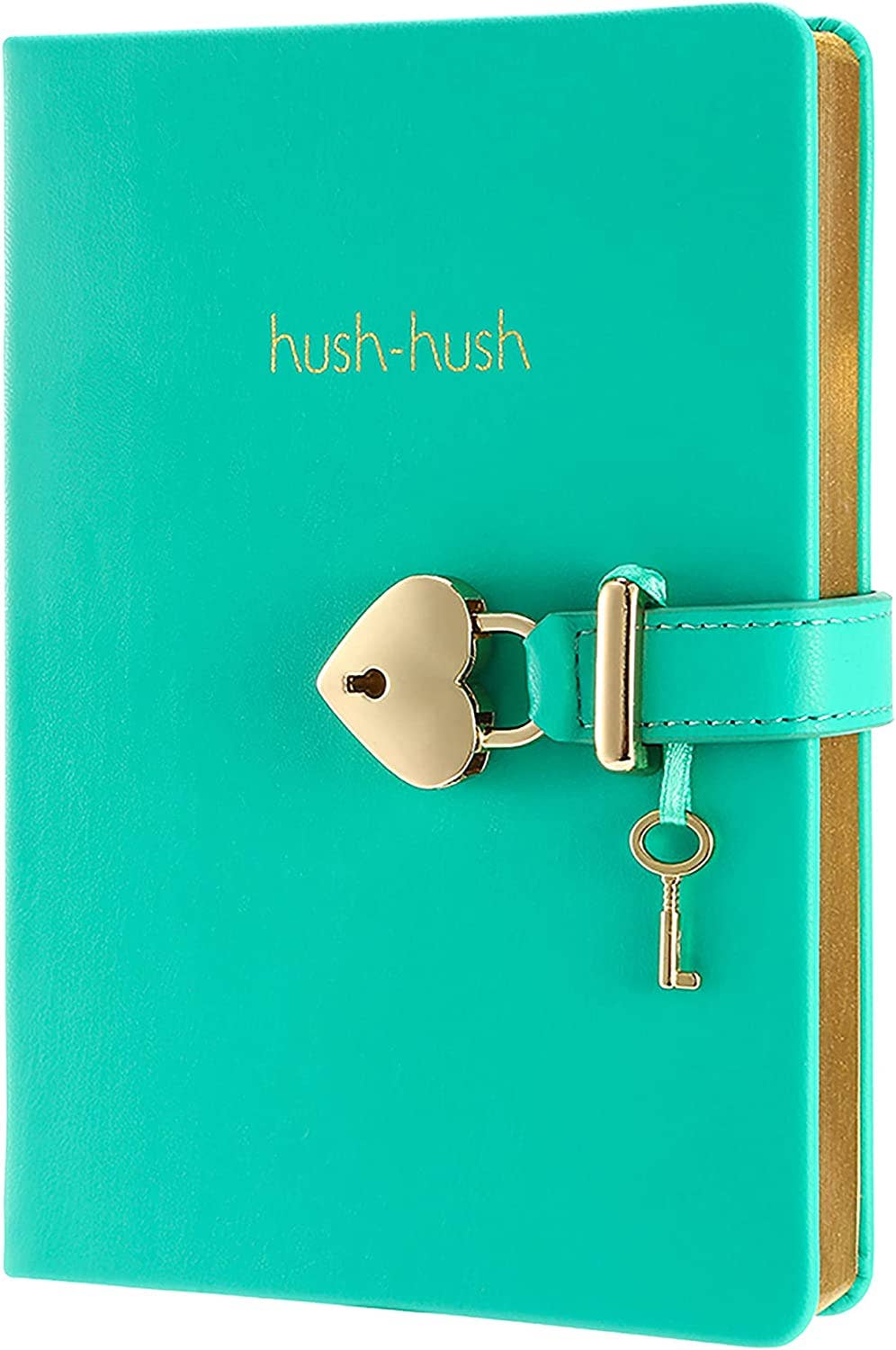 Heart Lock Diary for Girls with Key, Vegan Cover (Mint)