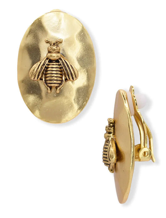 KARINE SULTAN - Oval clip on earrings with bumblebee accent