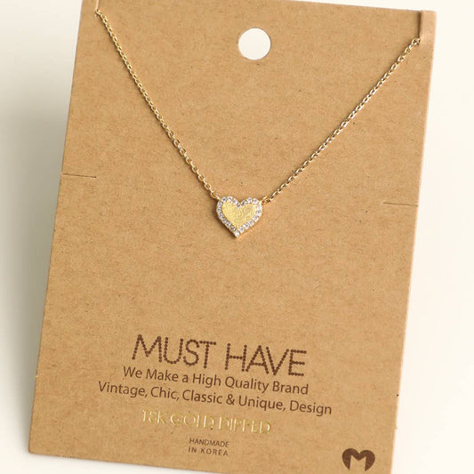 Fame Accessories - Jewel Outlined Heart Pendant Necklace