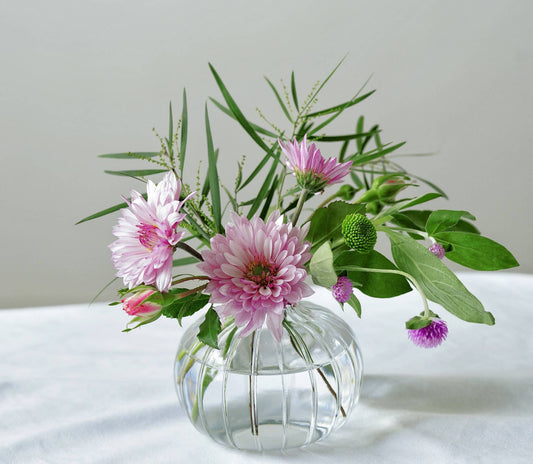 Sweet Home Deco - Pleated Glass Bud Vase, Small Glass Vases, Clear