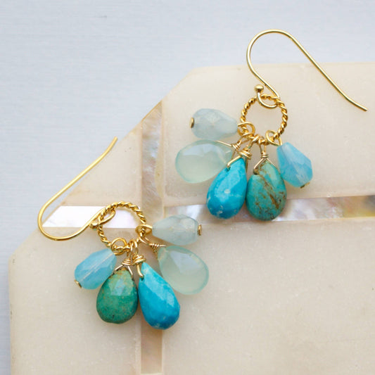 a.v. max - Semi Precious Cluster Earrings: Turq