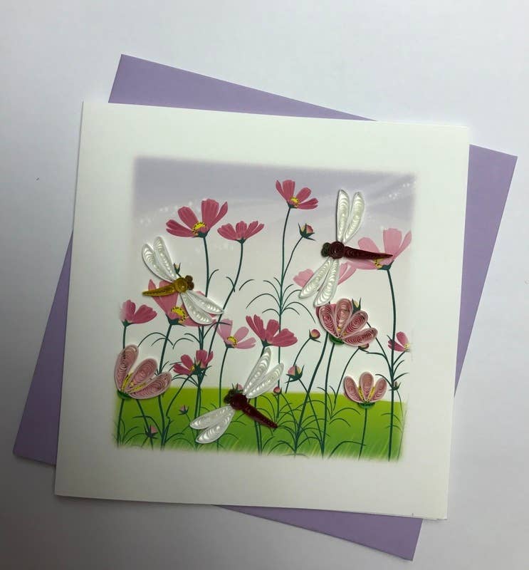 Poppin Cards and Gifts - Dragonflies Quilled Card