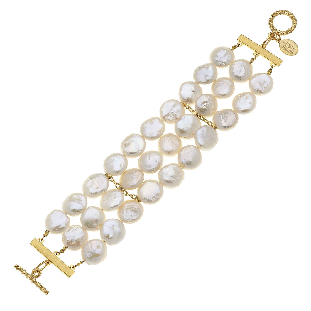 Susan Shaw - Multi-Strand Genuine Freshwater Pearl Bracelet