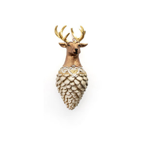 Dekorasyon Gifts  Decor - 6" Reindeer Head Orn on Pinecone (Dark Champagne)