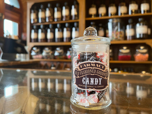 Montana Farmacy - Old Fashioned Apothecary Jar nostalgia Tootsie Roll Candy