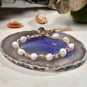 IST Jewelry - Baroque Pearl and Crystal Crochet Bracelet