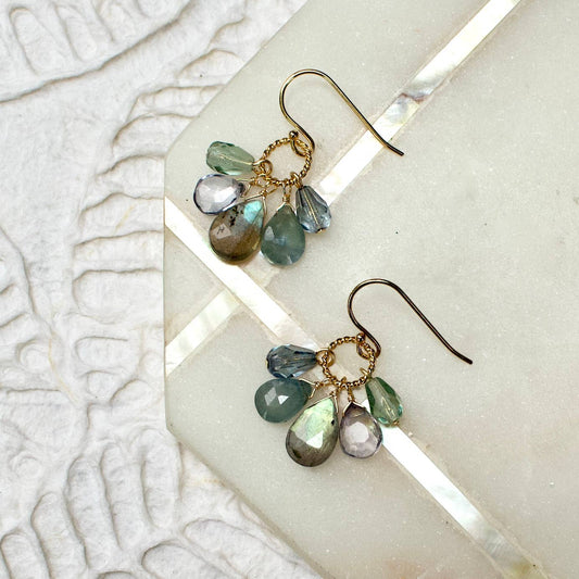 a.v. max - Semi Precious Cluster Earrings: Sea