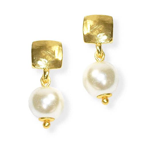 KARINE SULTAN - Square Stud & Pearl Drop Earring