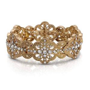 1928 Jewelry - 1928 Jewelry Scallop Edge Crystal Stretch Bracelet