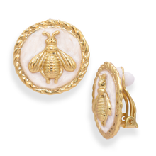 Load image into Gallery viewer, KARINE SULTAN - Retro bee clip on - Ivory Enamel