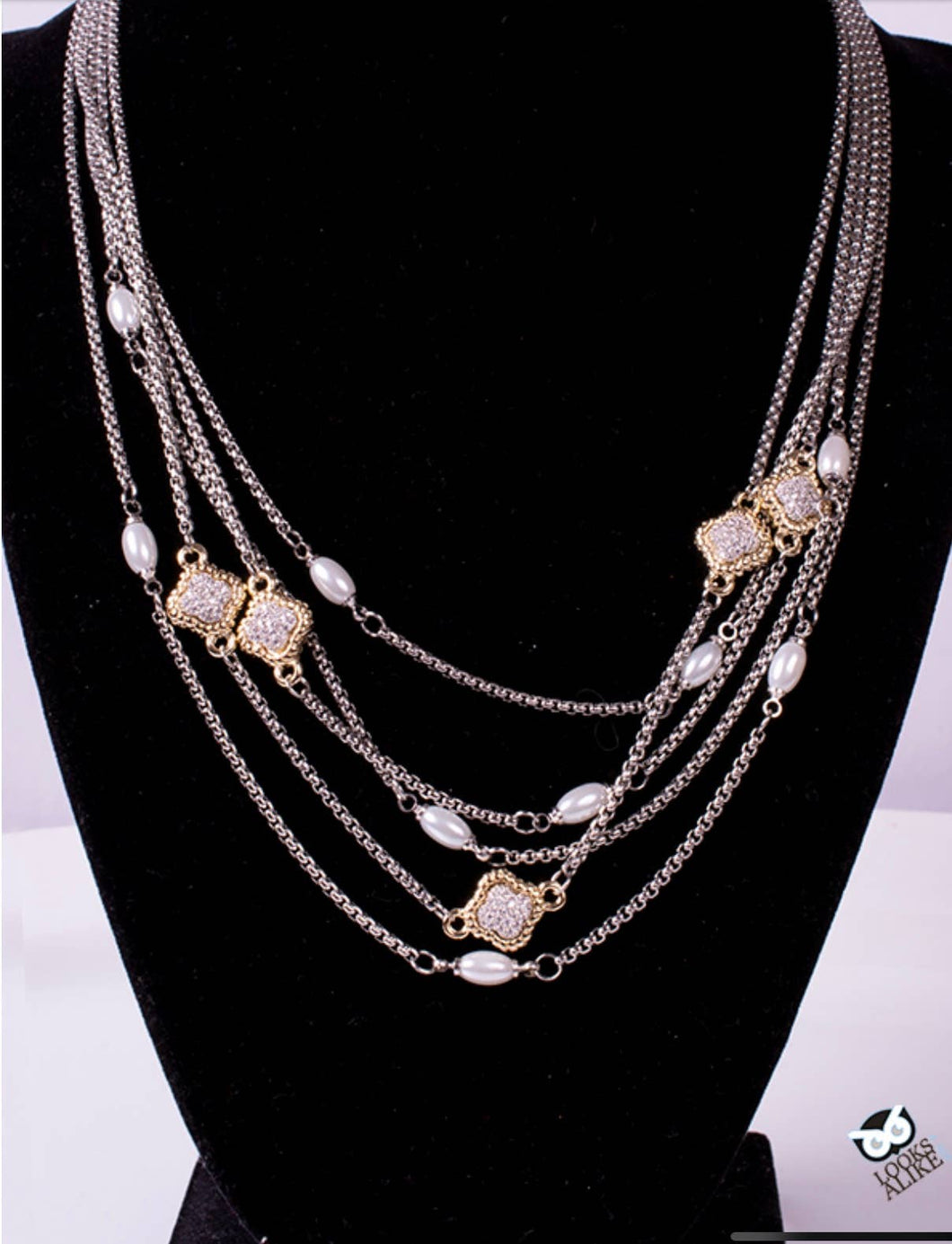 My Best Kept Jewelry - Pear & Crystal Clover Station Necklace