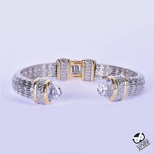 My Best Kept Jewelry - White Ice Hinged Bangle