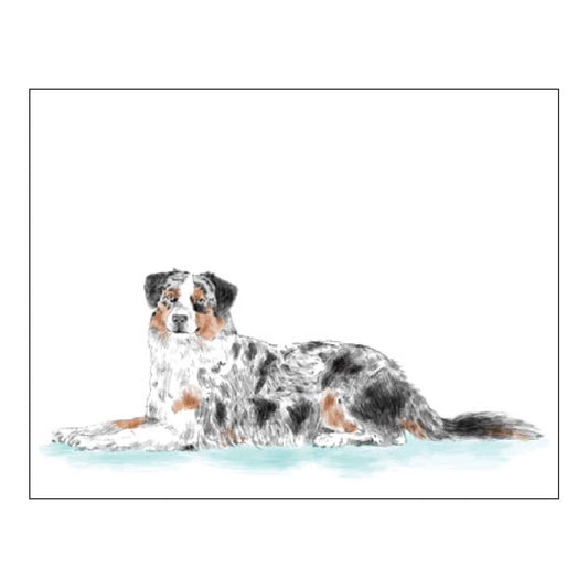 Donovan Designs - AUSTRAILIAN SHEPHERD FOLDOVER NOTE CARDS