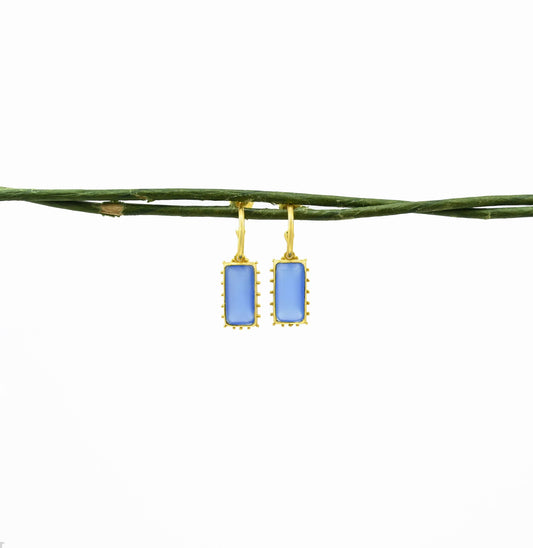 Schmuckoo Berlin - Harper Hoop Earring Gold Silver 925 - Blue Chalcedony