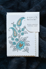Load image into Gallery viewer, Paper Mirchi - Hand Block Printed Greeting Card - GC Kairi Turquoise