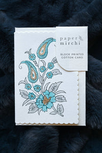 Paper Mirchi - Hand Block Printed Greeting Card - GC Kairi Turquoise