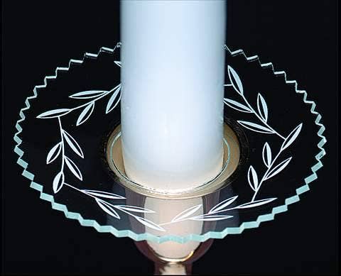 Biedermann & Sons - M130  : Glass Bobeche  With Etched  Leaves - Box of 12