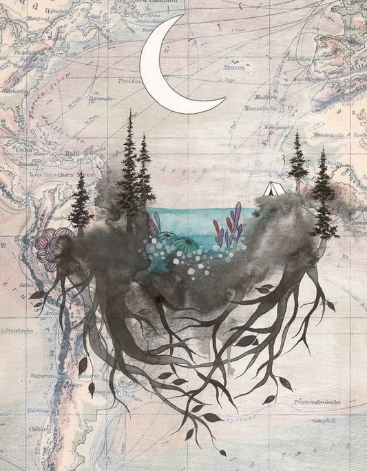 Melissa Moss Art - Meet Me At The Moon - Greeting Card