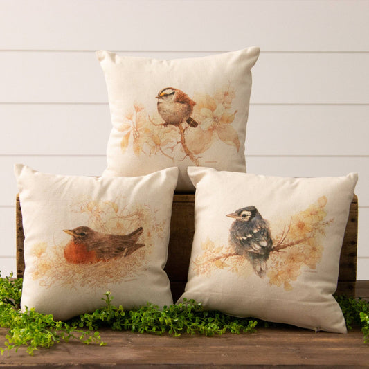 Audrey's - Pillows - Sepia Birds in Nests (PK/3 AST)
