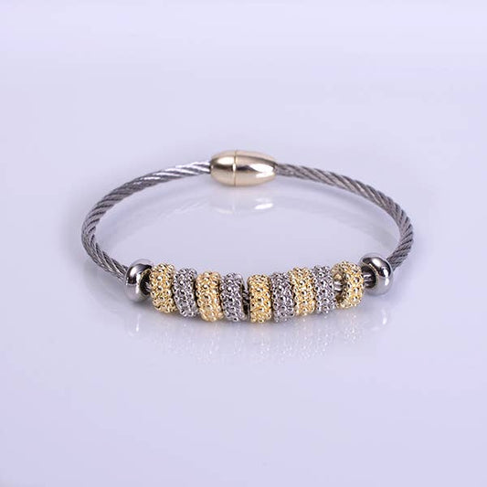 My Best Kept Jewelry - 3MM Gold & Silver Crystal Station Bangle