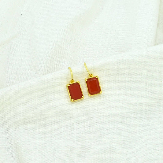 Schmuckoo Berlin - Baguette Drop Earrings Silver 925 - Carnelian