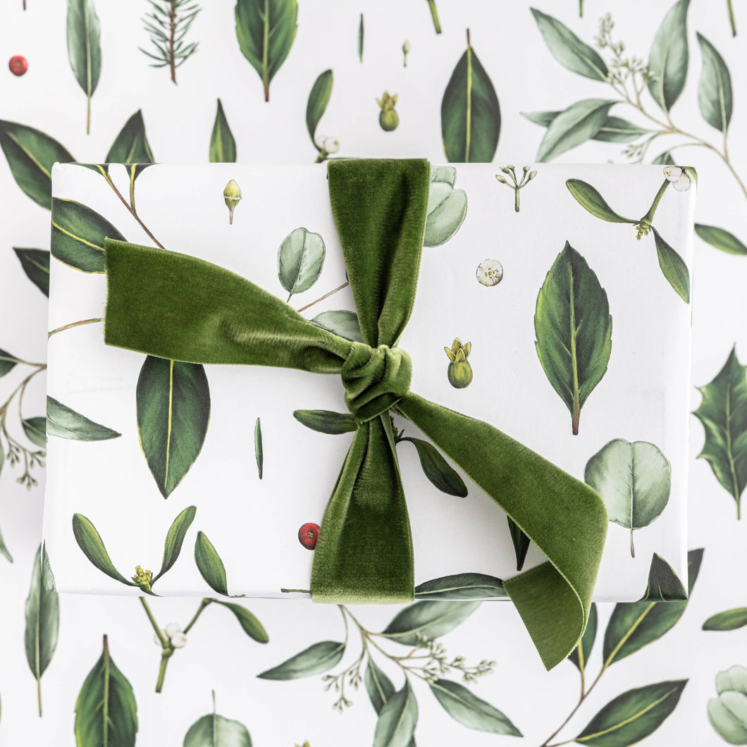 Catherine Lewis Design - Greenery - White - Christmas Gift Wrap