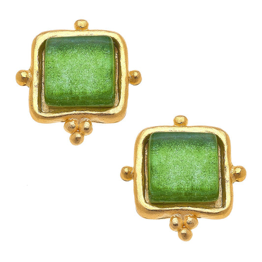 Susan Shaw - Madeline Green French Glass Studs