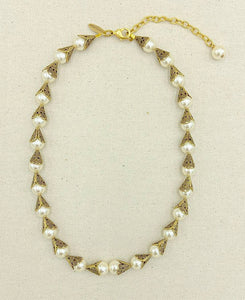 Lenora Dame - The Pearl Filigree Bead Cap Necklace