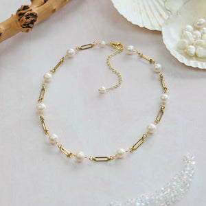 IST Jewelry - Cultured Pearl Link Chain Necklace