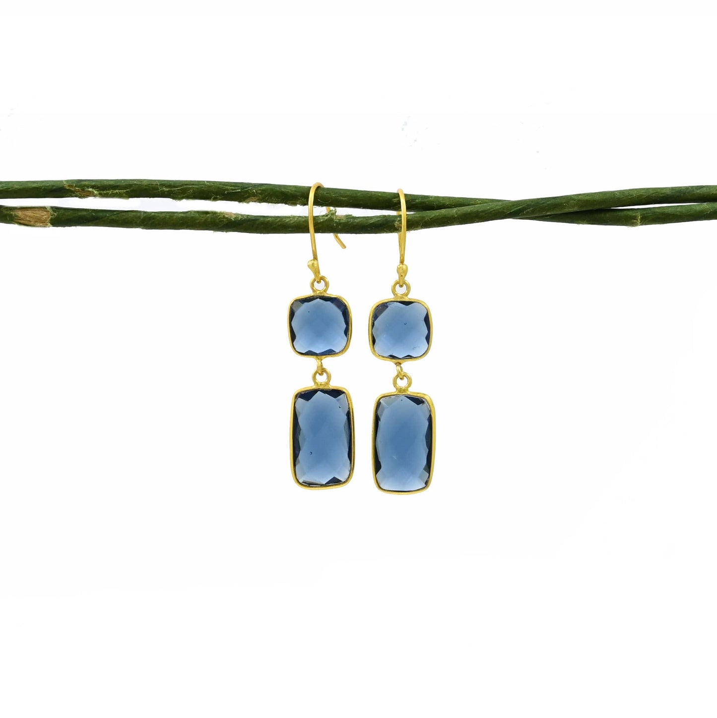 Schmuckoo Berlin - Aanya Earrings Gold Silver 925 - Blue Iolite