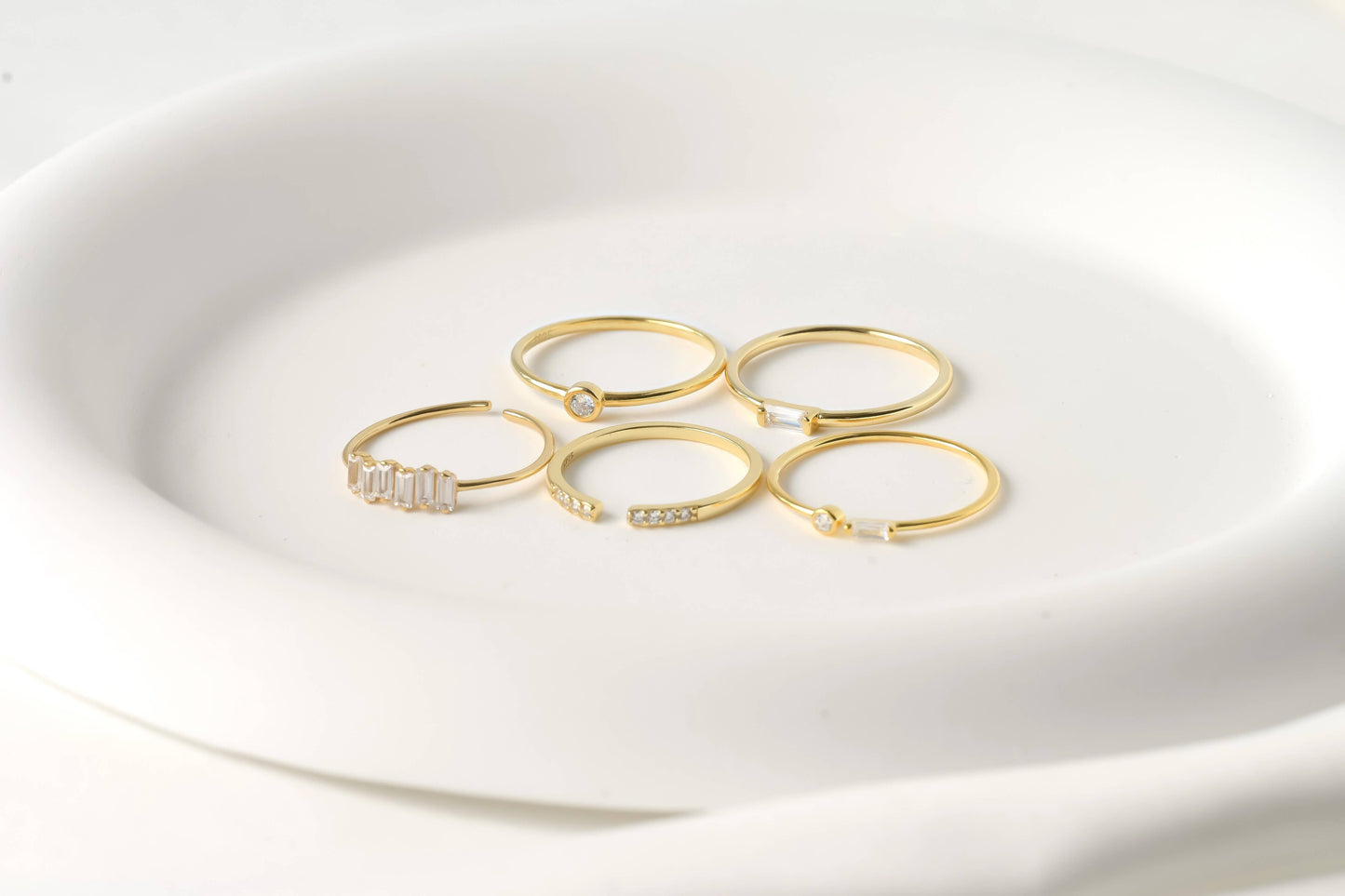 Blueyejewelry - Dainty Gold Diamond Rings - Bezel Ring - Baguette Ring: A. Bezel / Yellow Gold / 8