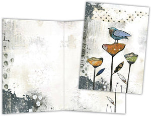 Crown Point Graphics - Bird on Three Flowers - Boxed Note Cards Box of 15