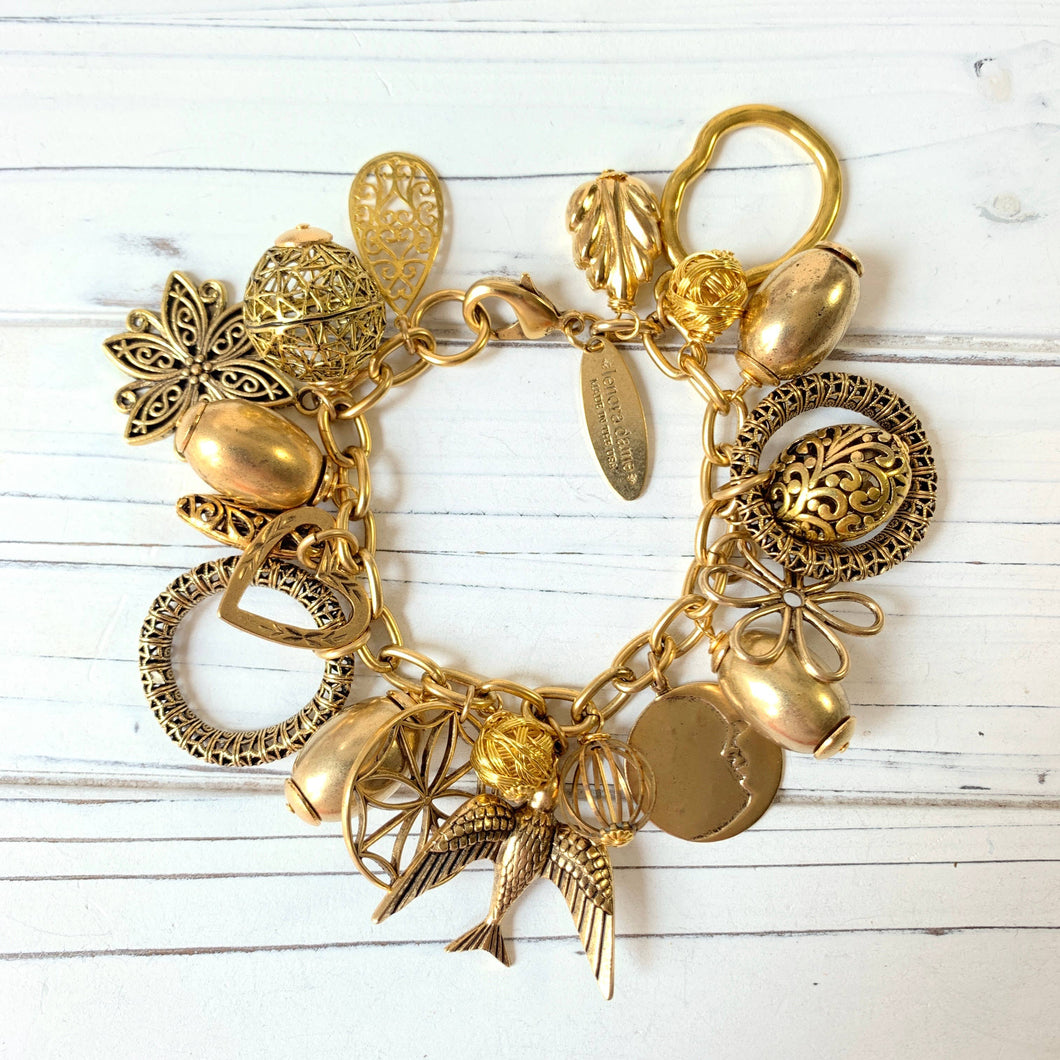 Lenora Dame - Vintage Inspired Gilded Charm Bracelet