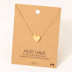 Fame Accessories - Brushed Heart Pendant Necklace