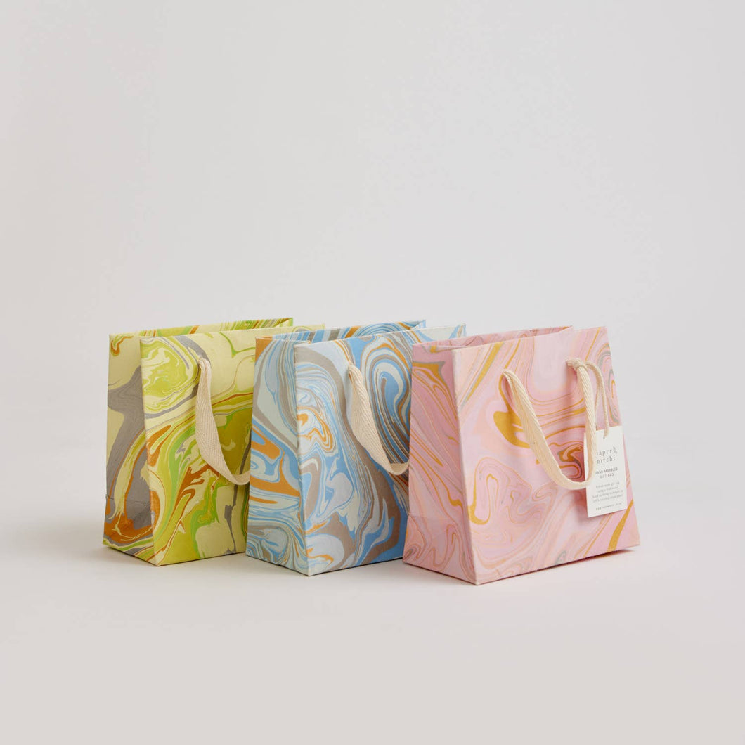 Paper Mirchi - Hand Marbled Gift Bags (Small) - Pastel