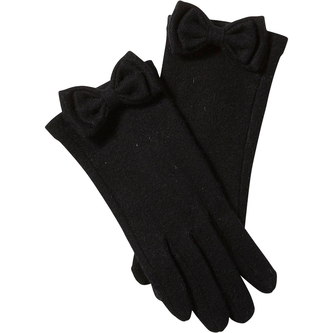 Hadley Wren - Black Harper Wool Bow Gloves