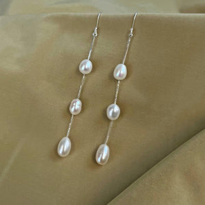 IST Jewelry - Sterling Silver and Cultured Pearl Drop Earrings.