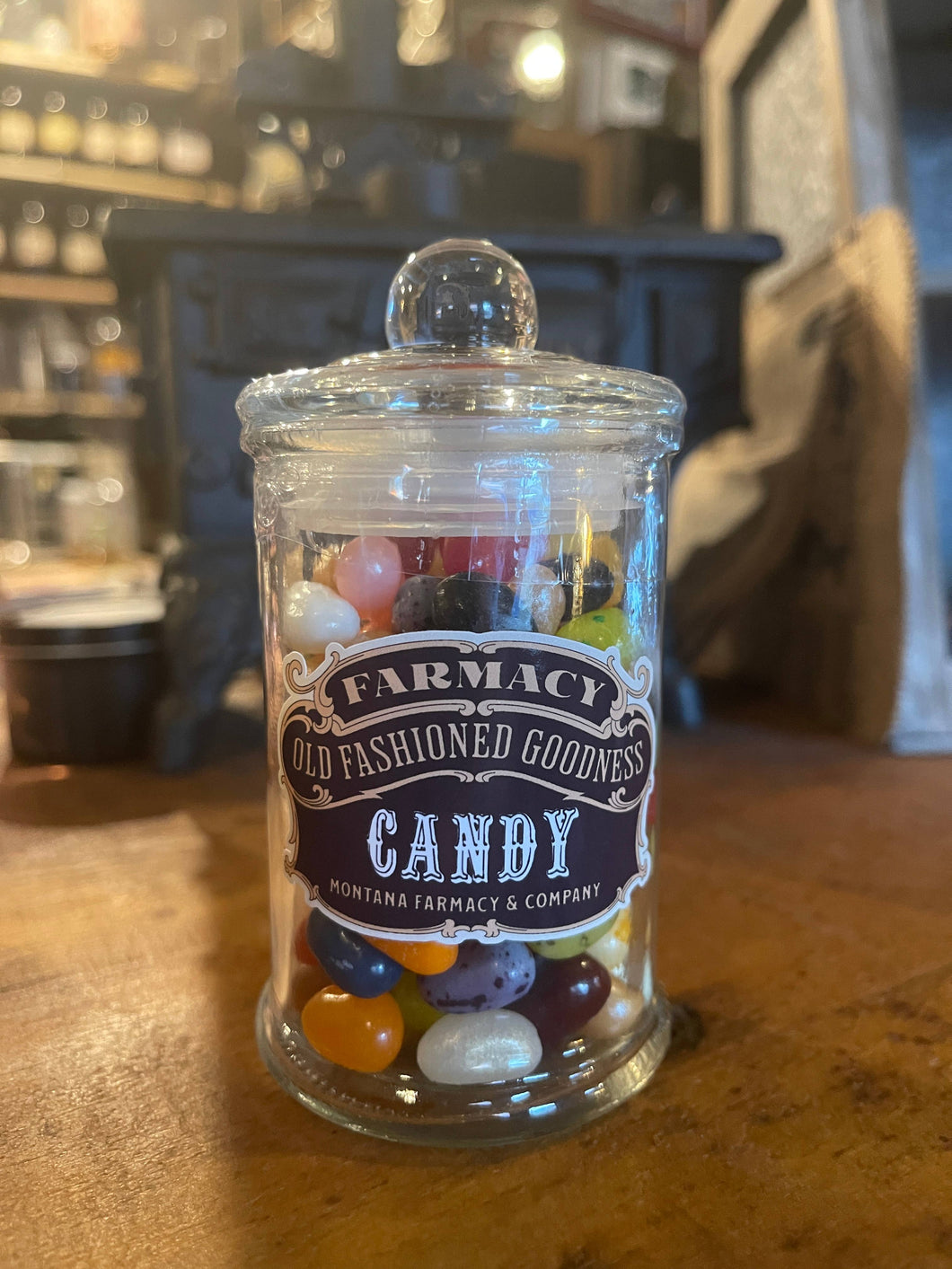 Montana Farmacy - Old Fashioned Apothecary Jar with Jelly Beans Candy