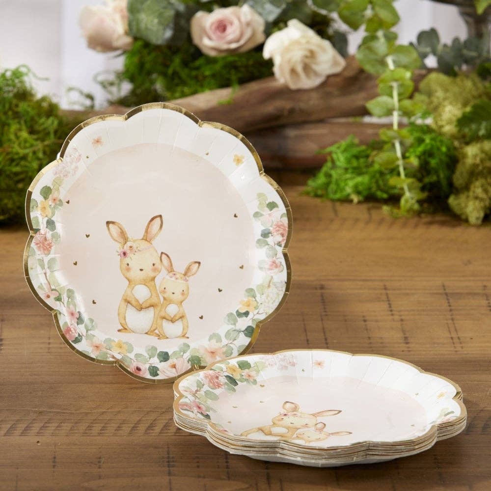 Kate Aspen - Woodland Baby 7 in. Premium Paper Plates - Pink (Set of 16)