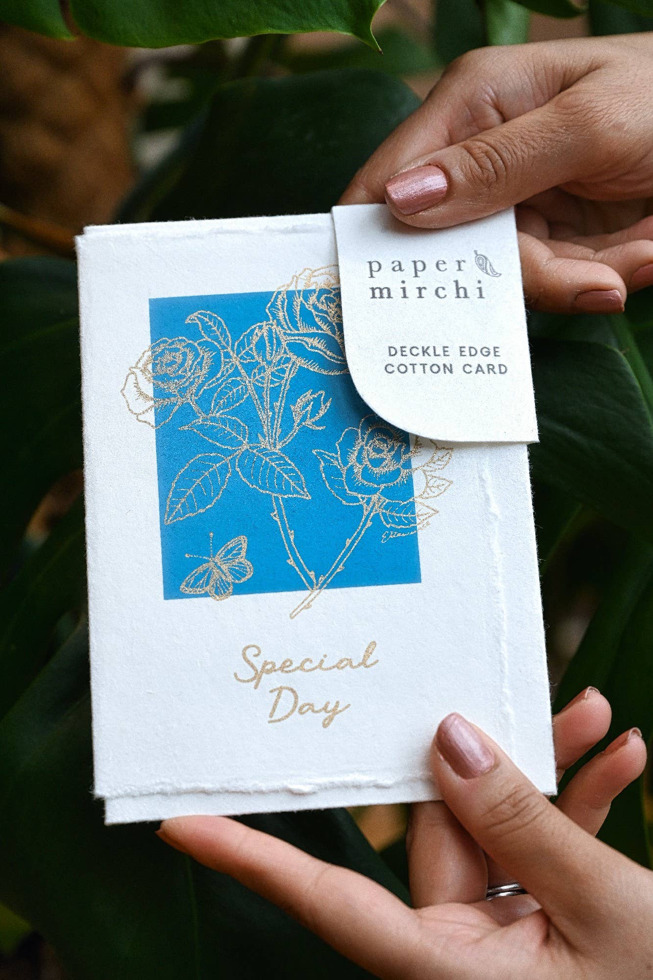 Paper Mirchi - Deckle Edge Cotton Card - GC Rose Azure