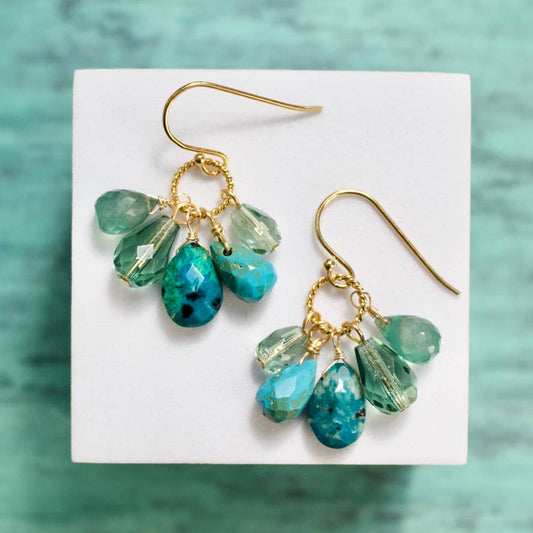 a.v. max - Semi Precious Cluster Earrings: Teal