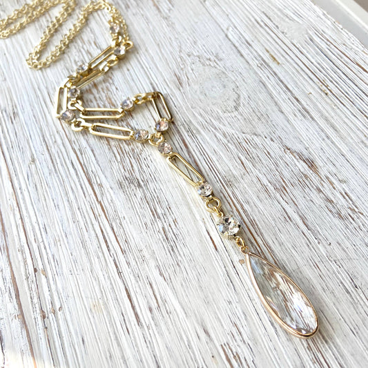 VB&CO Designs Handmade Jewelry - Long paperclip necklace boutique salon jewelry gold trendy Y