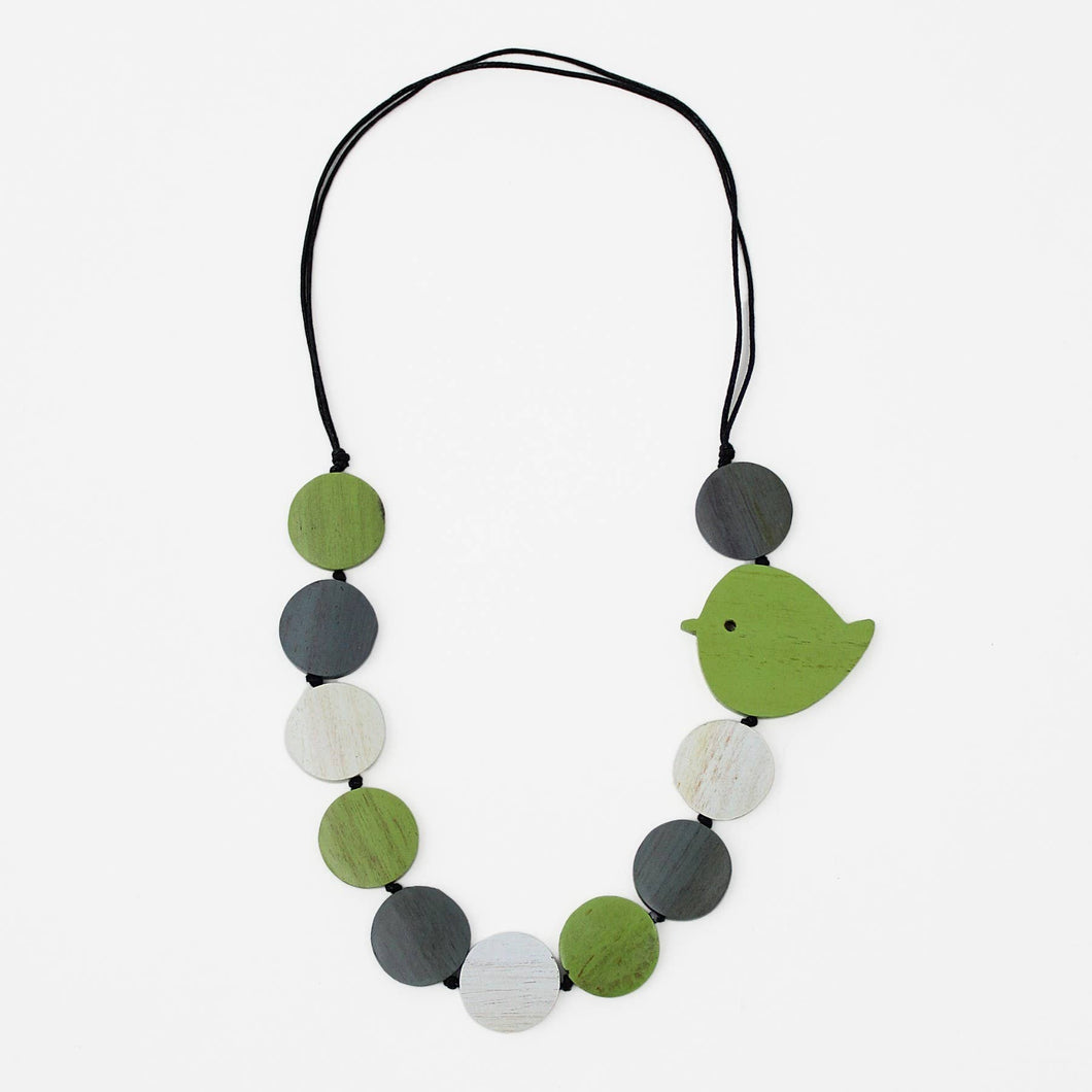 Sylca Designs - Green Beaded Robin Necklace