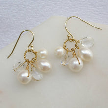 Load image into Gallery viewer, a.v. max - Semi Precious Cluster Earrings: White Pearl