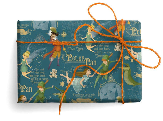 San Lorenzo Design - Florentine Wrapping Paper, Large Sheets 27.5 x 39 in.: Peter Pan