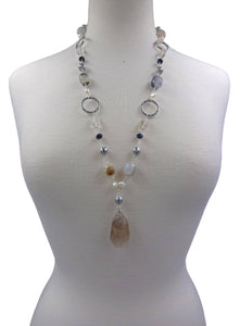 IST Jewelry - Beaded Wire Mix-stone Pendant Necklace