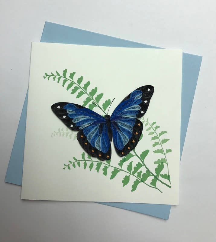 Poppin Cards and Gifts - Butterfly Blue Quilled Card
