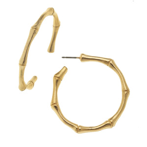 Susan Shaw - Gold Bamboo Hoop Earrings